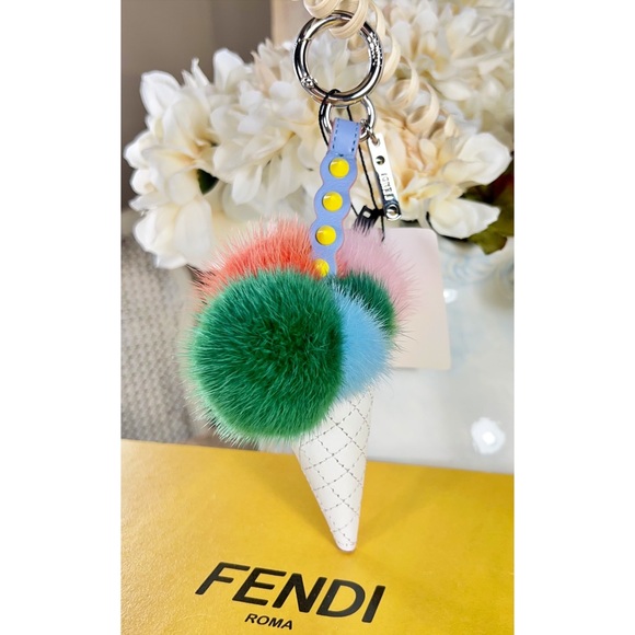 Fendi Ice Cream Cone Mink Fur Bag Charm - Picture 4 of 11